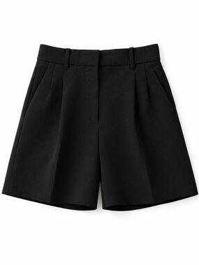 Aritzia Wilfred Effortless Crepette Shorts Tailored Black Mid-Thigh Pleated Sz 2